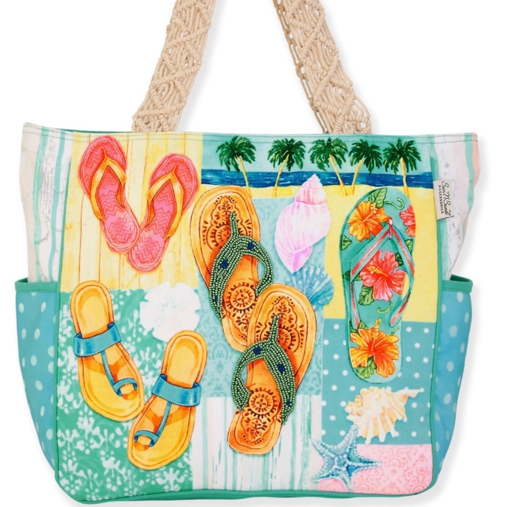 Shoulder Tote with Flip Flops NEW